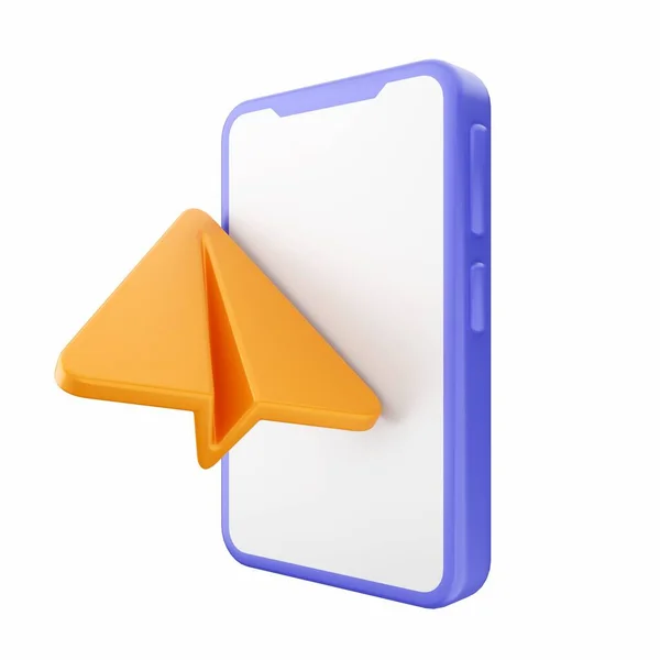 3D渲染蓝色智能手机和白色图标的白色 在白色背景上隔离 — 图库照片