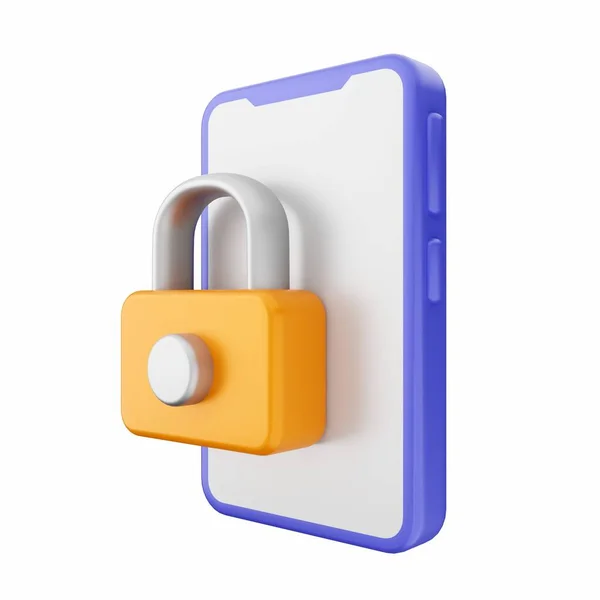 Render Lock Smartphone Key — Stock Photo, Image