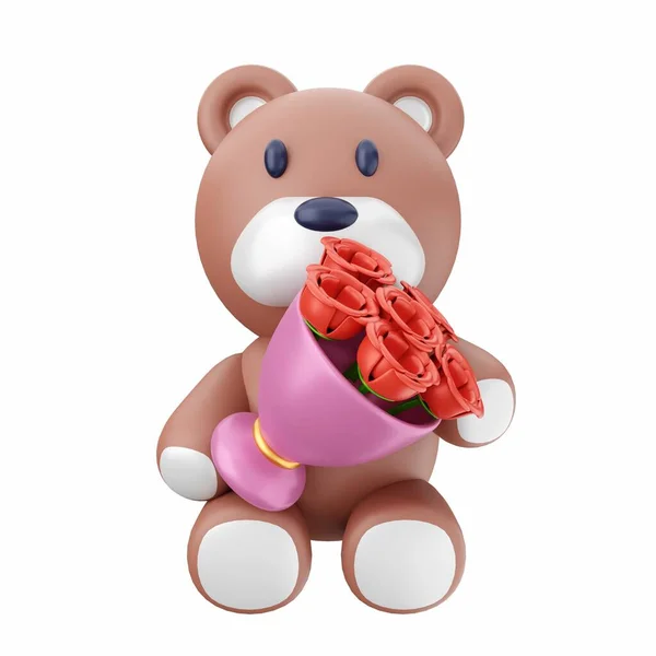 3 d rendered illustration of rose cartoon character with heart