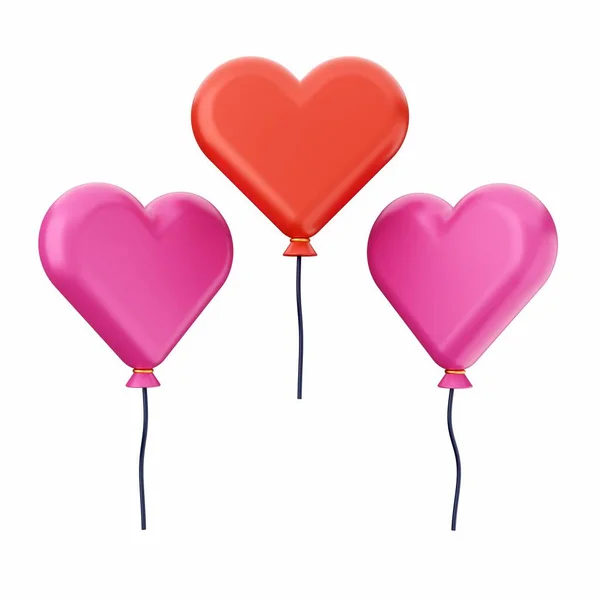 Deux Ballons Coeur Avec Ruban — Photo