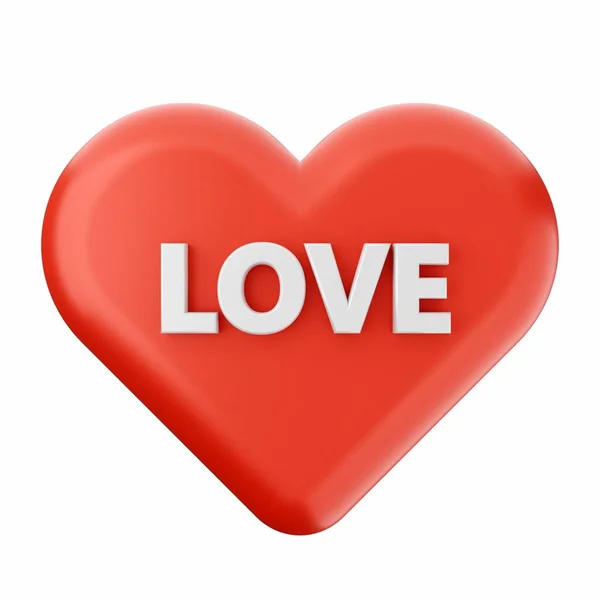 Palavra Amor Com Coração — Fotografia de Stock