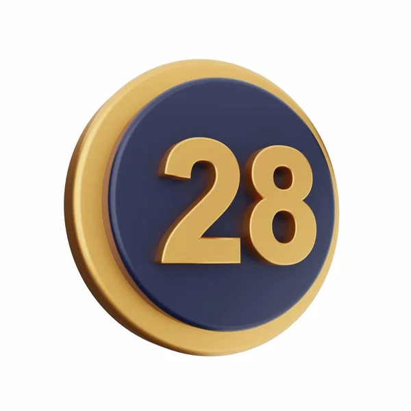 Golden Number Icon Isolado Sobre Fundo Branco Render — Fotografia de Stock