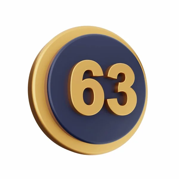 Golden Number Icon Isolated White Rendering Render — Stock Photo, Image
