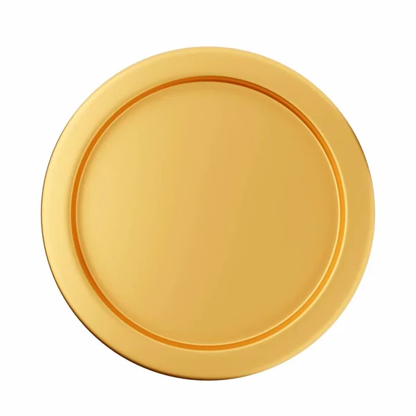 Placă Rotundă Sigiliu Ceară Aurie Izolat Alb Redare Ilustrare Cadrului — Fotografie, imagine de stoc