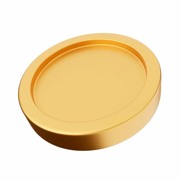Gold Plate Isolated White Background — Stock Photo, Image