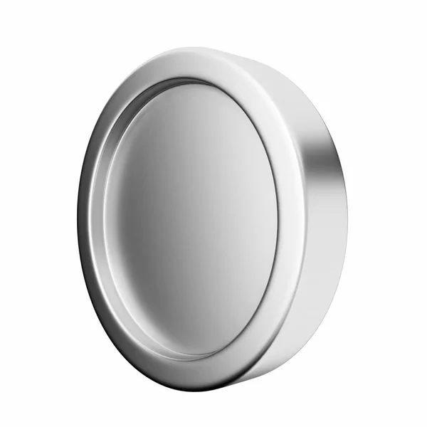 Металева Хромова Кнопка Ізольована Над Білим — стокове фото