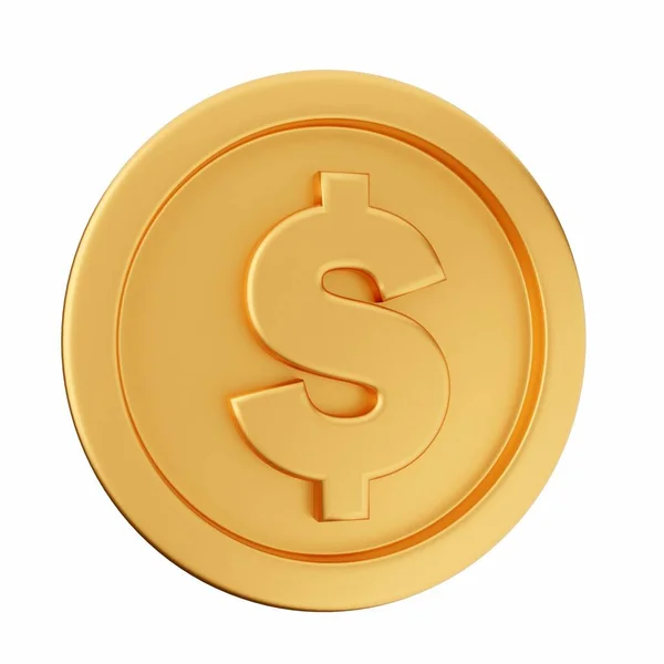 Podání Zlaté Mince Izolované Bílém Pozadí — Stock fotografie