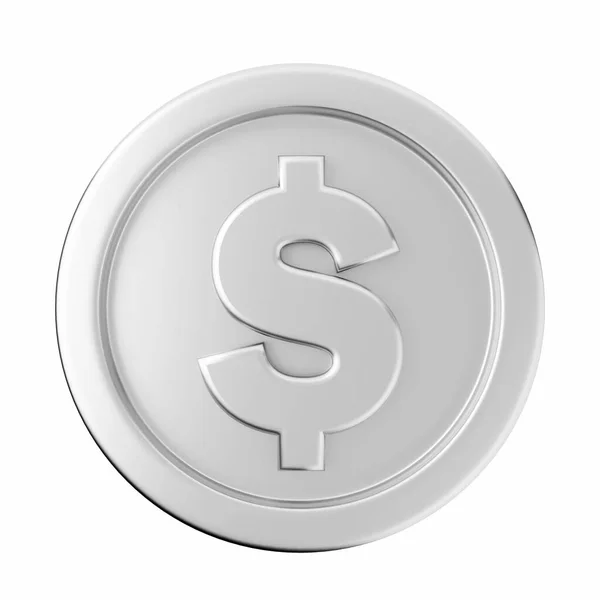 Серебряная Монета Белом Фоне Иллюстрация — стоковое фото