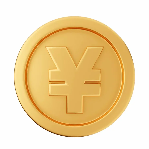Golden Coin Yen Sign Isolated White Illustration — Stock Photo, Image