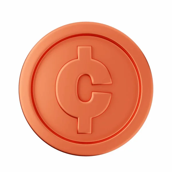 Oranžová Písmeno Mince Ikona Realistický Vykreslení Ilustrace — Stock fotografie