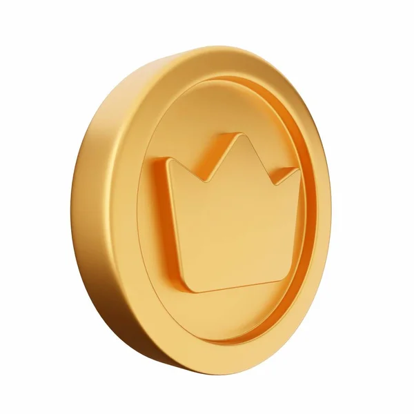 Ícone Escudo Dourado Fundo Branco Ilustração — Fotografia de Stock