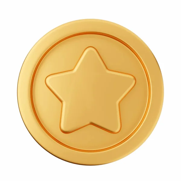 Ícone Medalha Ouro Estilo Dos Desenhos Animados — Fotografia de Stock