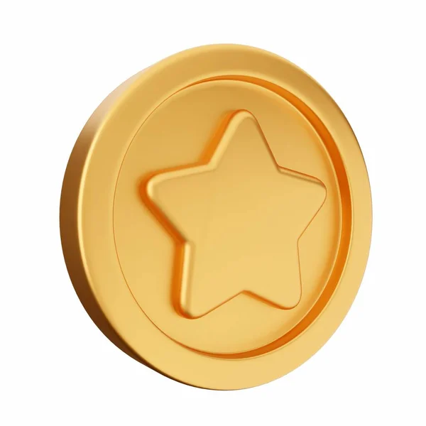 Estrela Dourada Isolada Sobre Fundo Branco Renderização — Fotografia de Stock