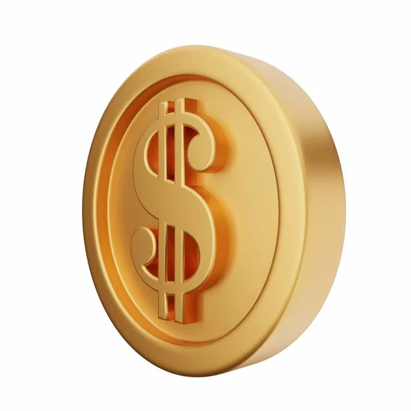 Золота Грошова Монета Ізольована Білому — стокове фото