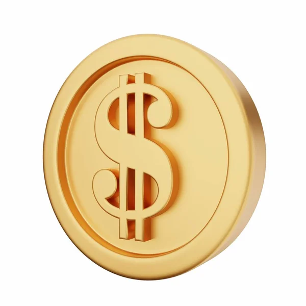 Gyllene Mynt Med Dollartecken Vit Bakgrund Destruering — Stockfoto