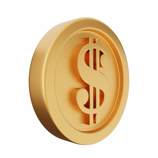 Gouden Dollar Symbool Witte Achtergrond Renderen — Stockfoto
