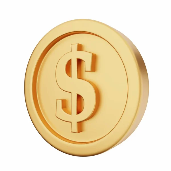 在白色背景下孤立的黄金美元货币 3D渲染 — 图库照片