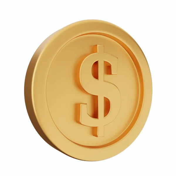 Rendering Van Gouden Dollarmunt Geïsoleerd Boven Wit — Stockfoto