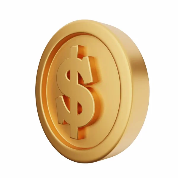 Guld Dollar Mynt Isolerad Vit Bakgrund Rendering — Stockfoto