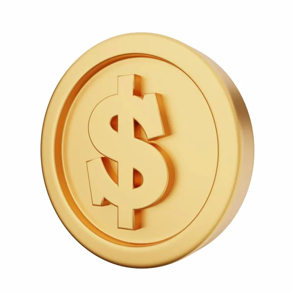 Gouden Dollar Munt Geïsoleerd Wit — Stockfoto