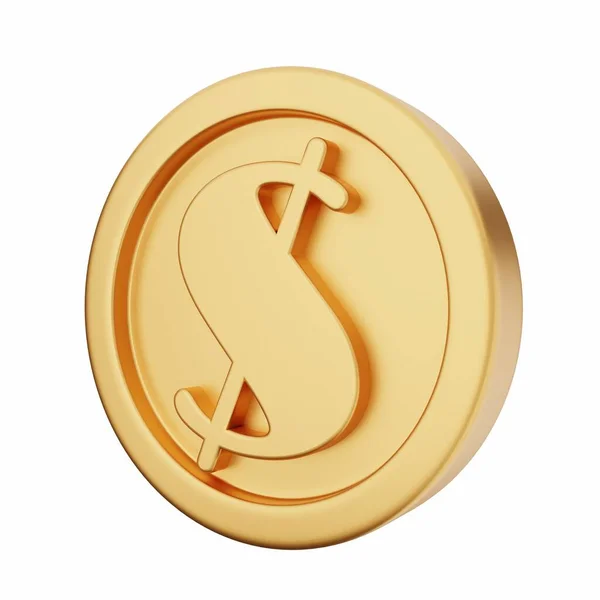 Доларова Монета Золотою Монетою Візуалізація — стокове фото
