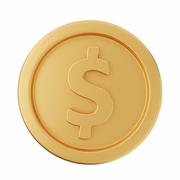Golden Dollar Coin Isolated White Rendering — Stock Photo, Image
