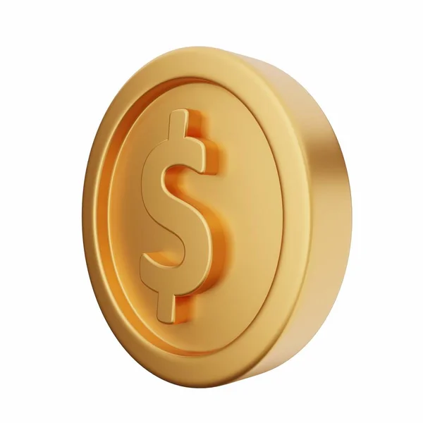 Ikona Złotej Monety Realistyczna Renderowania — Zdjęcie stockowe