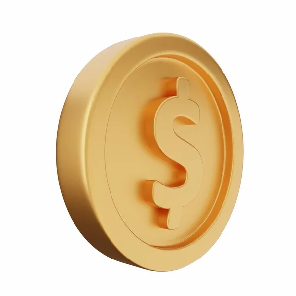 Візуалізація Золотого Знака Долара Ізольовано Білому Тлі — стокове фото