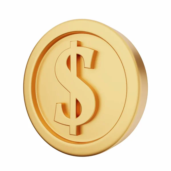 Золотая Монета Белом Фоне Рендеринг — стоковое фото