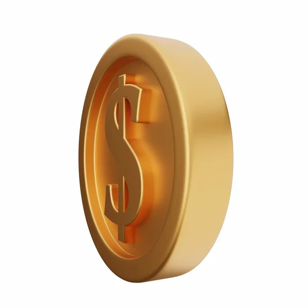 Знак Золотого Доллара Белом Фоне Иллюстрация Изолирована — стоковое фото