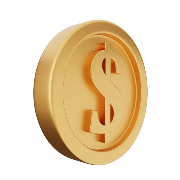 Gouden Munt Met Dollarteken Wit — Stockfoto