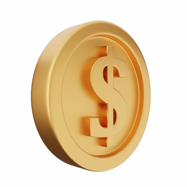 Gouden Dollar Munt Geïsoleerd Witte Achtergrond — Stockfoto