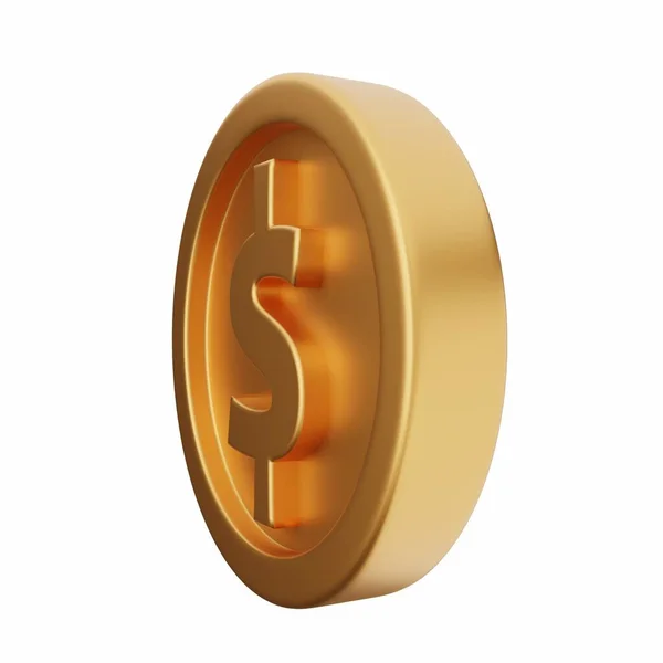 在白色背景上孤立的金币 钱的概念 3D渲染 — 图库照片