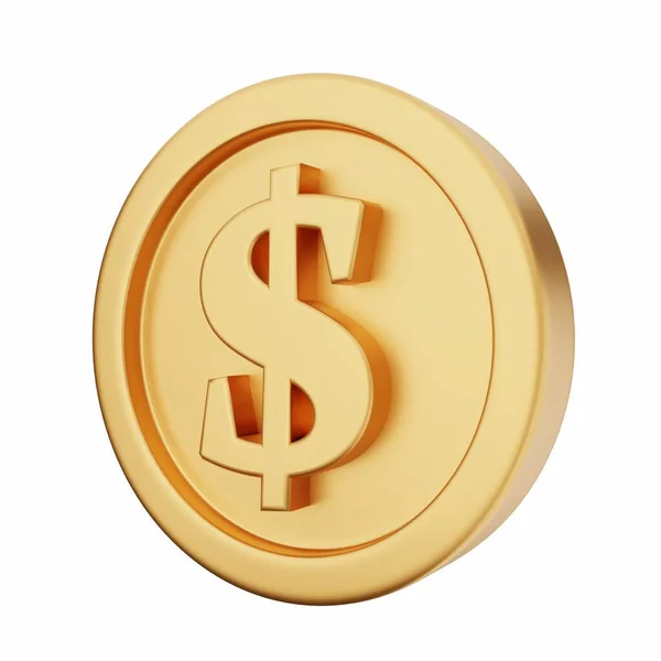 Representación Moneda Oro Aislado Sobre Fondo Blanco Ilustración —  Fotos de Stock