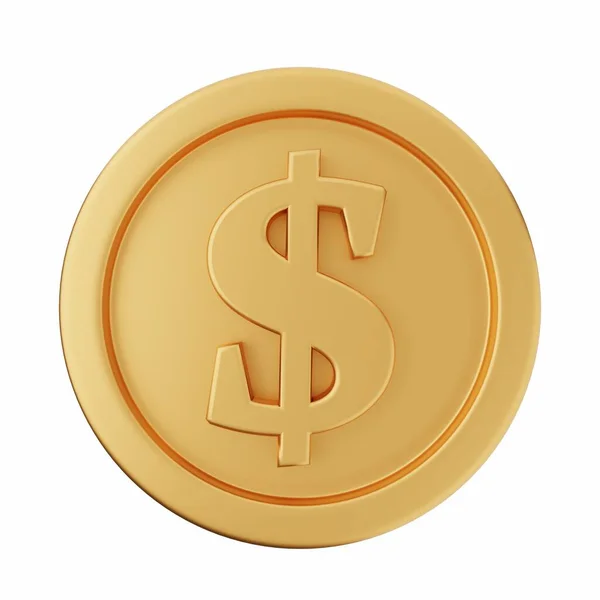 Rendering Golden Coin Isolated White Background Render Illustration — Stock Photo, Image