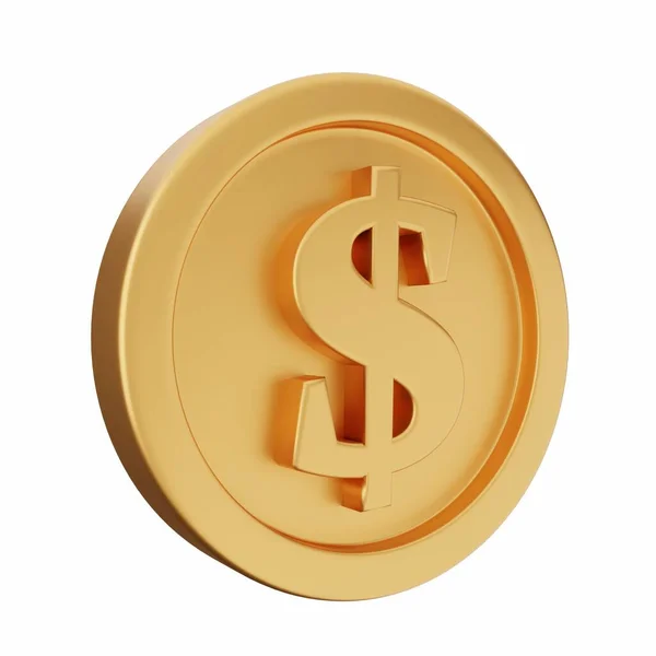 Gouden Geld Munt Geïsoleerd Witte Achtergrond — Stockfoto