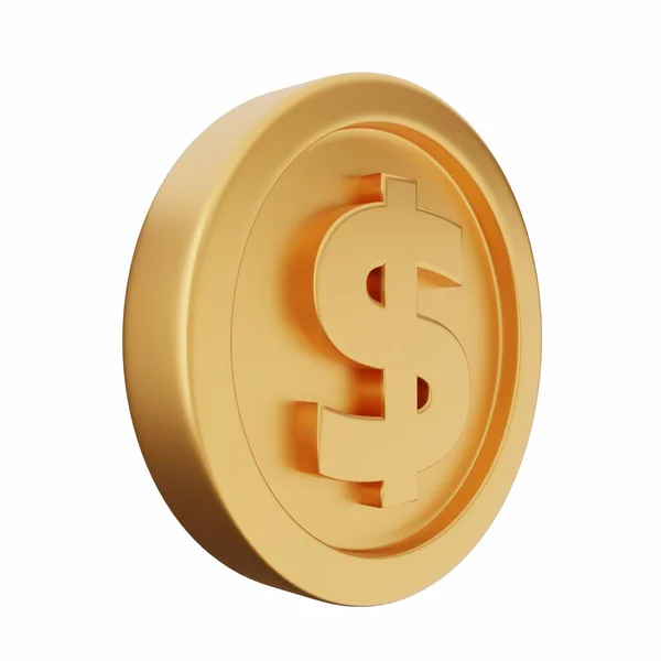 Визуализация Золотой Монеты Белом Фоне — стоковое фото