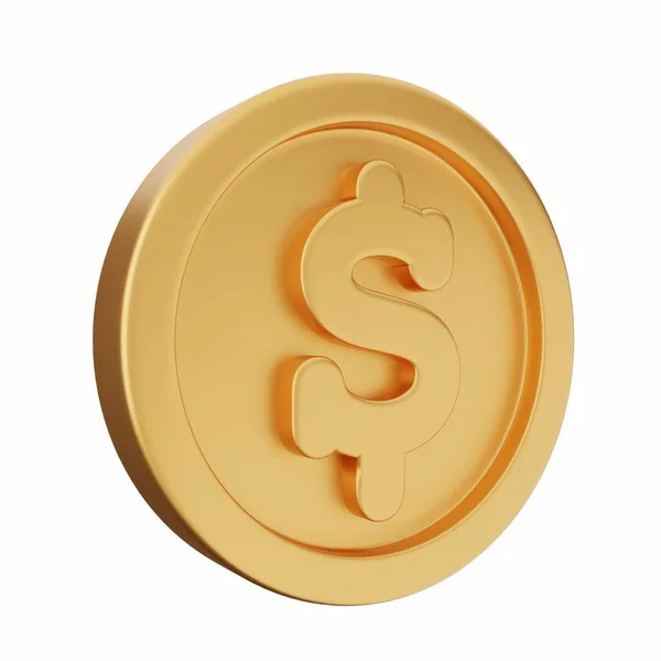 Renderowanie Złotej Monety Znakiem Dolara — Zdjęcie stockowe