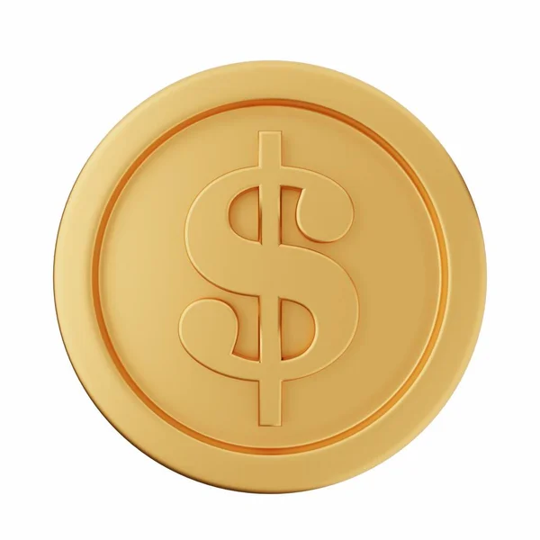 Zlatá Mince Izolované Bílém Pozadí Vykreslení — Stock fotografie