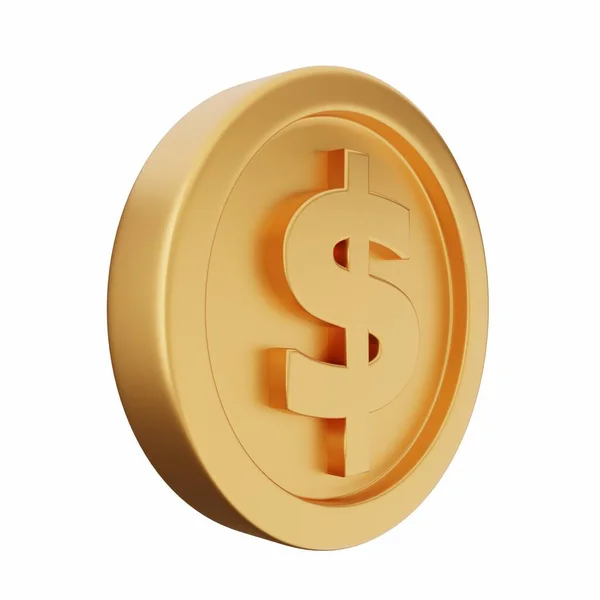 Gyllene Dollar Tecken Isolerad Vit Bakgrund — Stockfoto