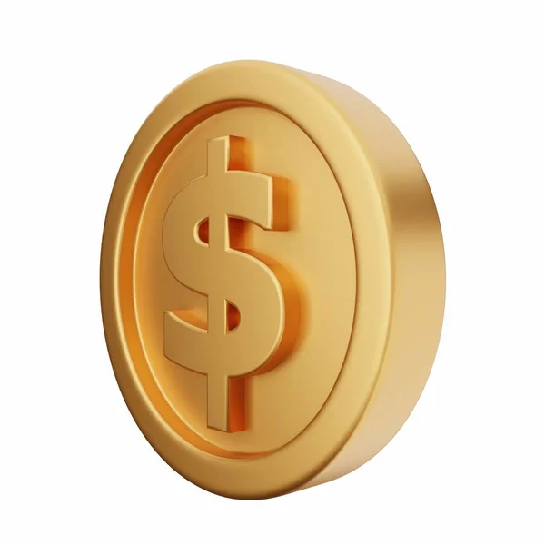 Golden Coin White Background Rendering — Stock Photo, Image