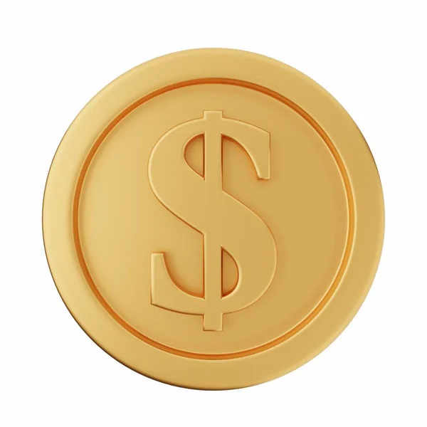 白い背景 お金のアイコン シンボル ビジネスコンセプト お金に隔離された金のドル記号の3 Dレンダリング — ストック写真