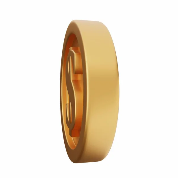 Weergave Van Een Gouden Ring Een Witte Geïsoleerde Achtergrond Gouden — Stockfoto