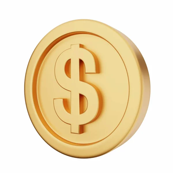 Dólar Dourado Isolado Fundo Branco Renderização — Fotografia de Stock