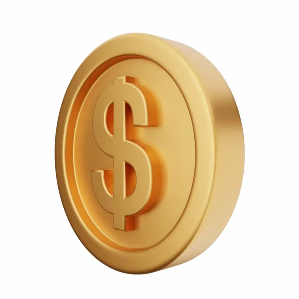 Złoty Znak Dolara Izolowany Białym Tle Ilustracja Renderowana — Zdjęcie stockowe