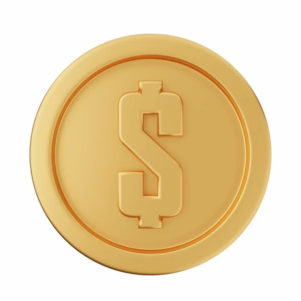 Zlatá Mince Izolované Bílém Pozadí Vykresleno — Stock fotografie