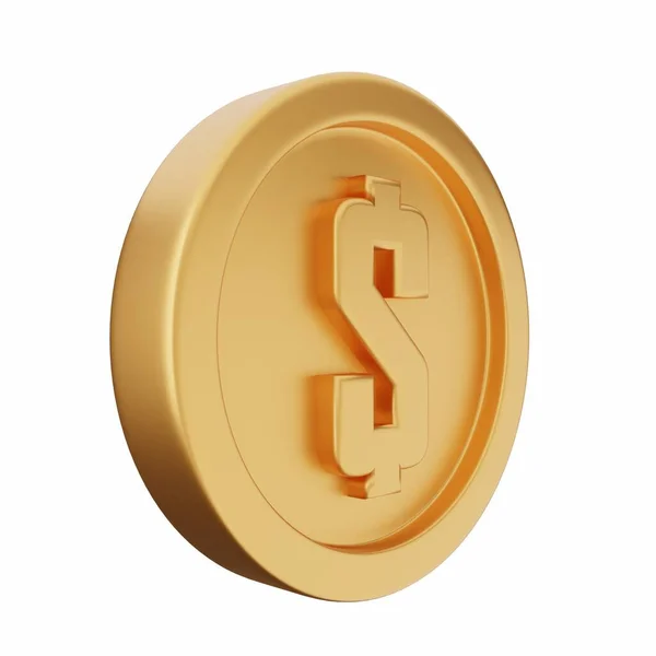 Золота Монета Знаком Долара Візуалізація — стокове фото