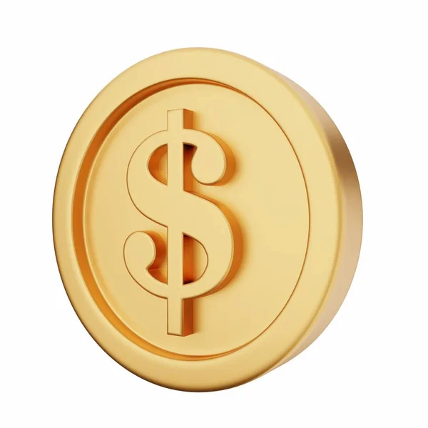 Guld Dollar Mynt Vit Bakgrund Illustration — Stockfoto