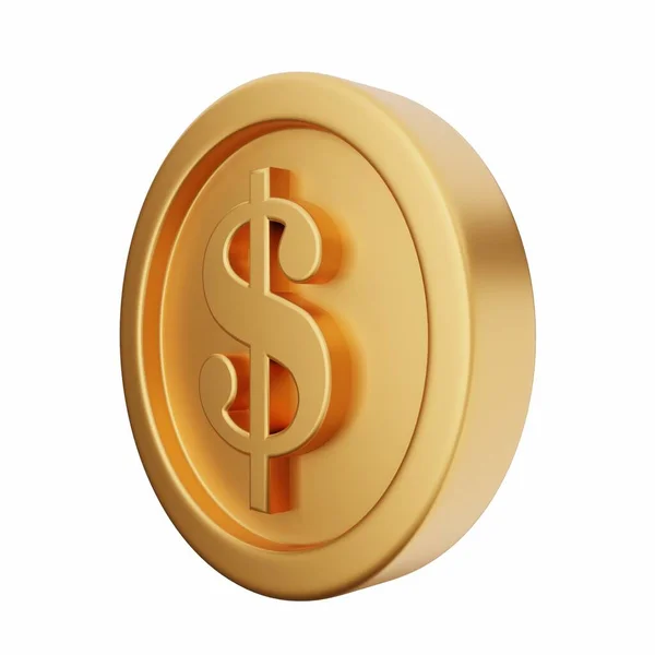 Rendering Golden Dollar Sign White Background Rendering Isolated Icon — Stock Photo, Image