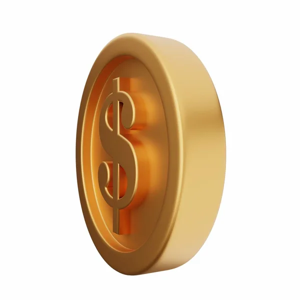 Moneda Oro Sobre Fondo Blanco Concepto Dinero —  Fotos de Stock